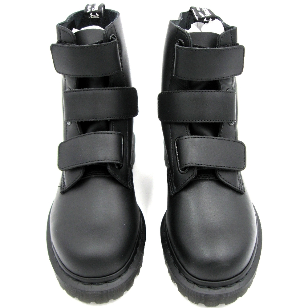 RARE Dr. Martens Coralia Women Black Velcro Combat Moto Boots SZ US7